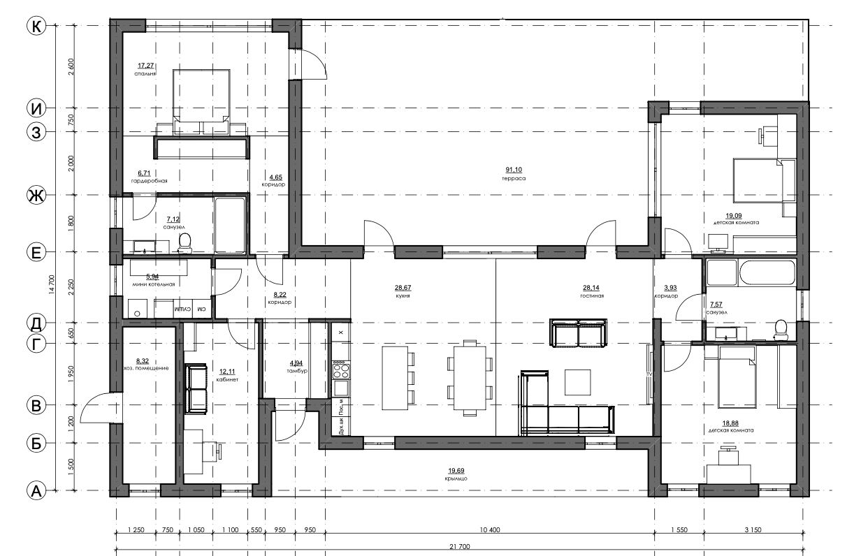 Смотреть планировку модульного дома brooklyn 1 этаж