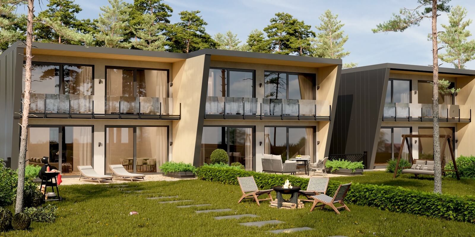 Модульные дома и бани под кдюч. Проекты барнхаусов или с плоской крышей. Проект номер boston