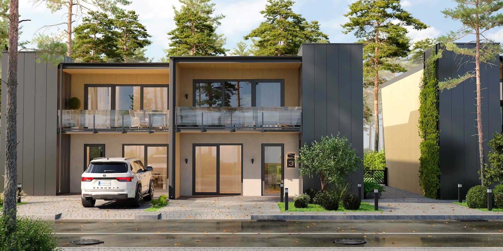 Модульные дома и бани под кдюч. Проекты барнхаусов или с плоской крышей. Проект номер boston