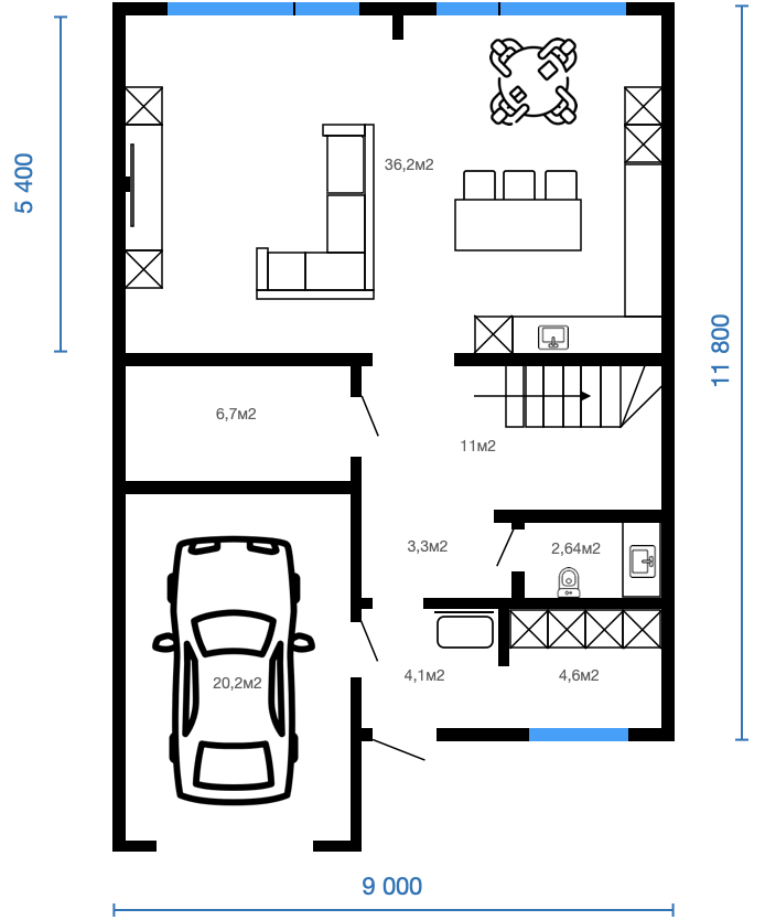 Смотреть планировку модульного дома boston 1 этаж