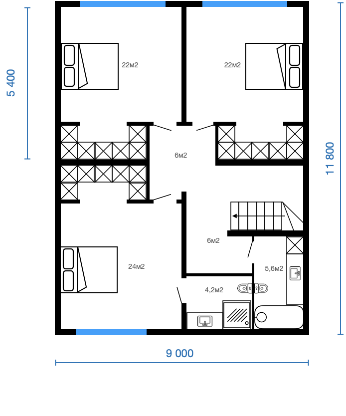 Смотреть планировку модульного дома boston 2 этаж