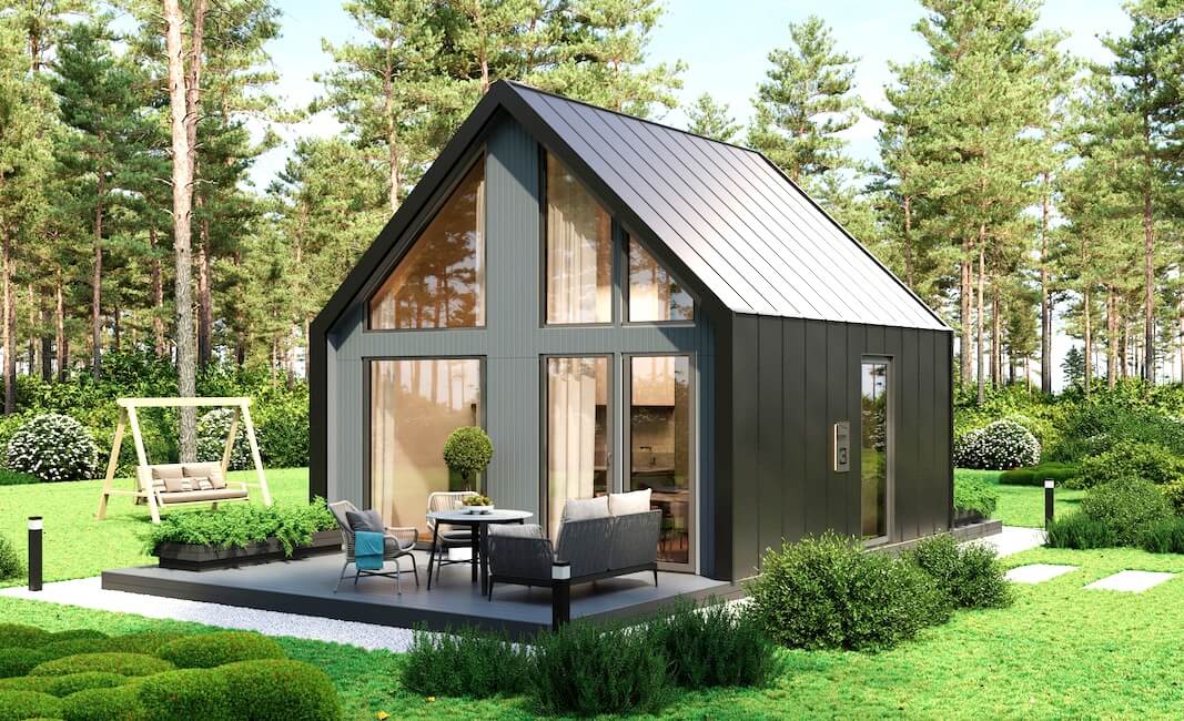 Модульные дома и бани под кдюч. Проекты барнхаусов или с плоской крышей. Проект номер montblanc