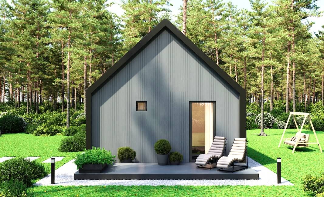 Модульные дома и бани под кдюч. Проекты барнхаусов или с плоской крышей. Проект номер montblanc